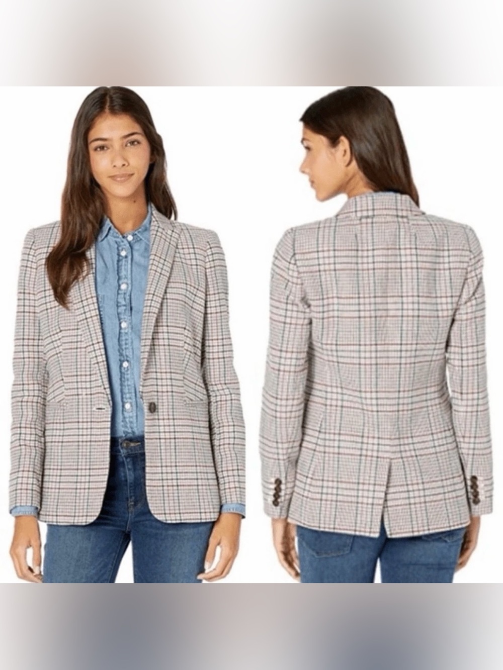 J.Crew Parke Blazer Ivory Plaid Italian Italy Wool Nello Gori Size 6